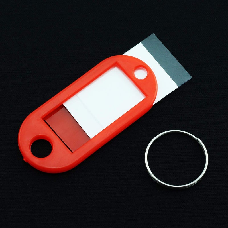 Lind Kitchen 40pcs Red Key Ring Label Tags Plastic Keys Holder and Identifier Name Number Address Information Label Card for Keys ID 5x2.2cm - Image 5